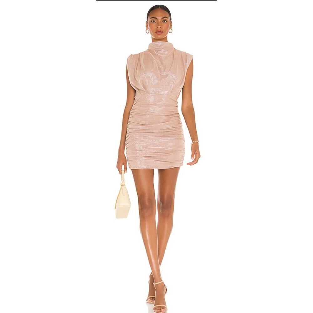 Line & Dot Laura Sparkly pink ruched dress Sz Medium Shimmer Party Cocktail NYE